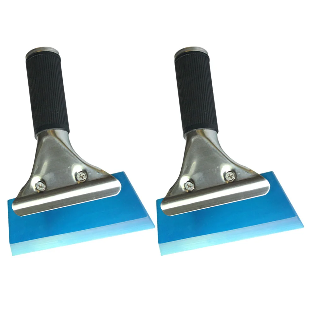 Rubber Scraper Car Film Sticker Tool Snow Scraper Razor Blade Glass Cleaner Automotive Accessories Stainless Steel Handle 2pcs