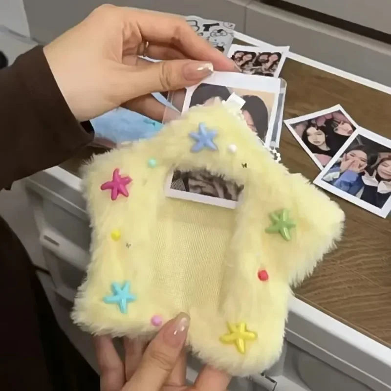 Plush Card Holder Cute Key Chain Pendant Plush Photo Card Holder Photo Albums Decor Cover Bus Card Protector Picture Sleeves Bag