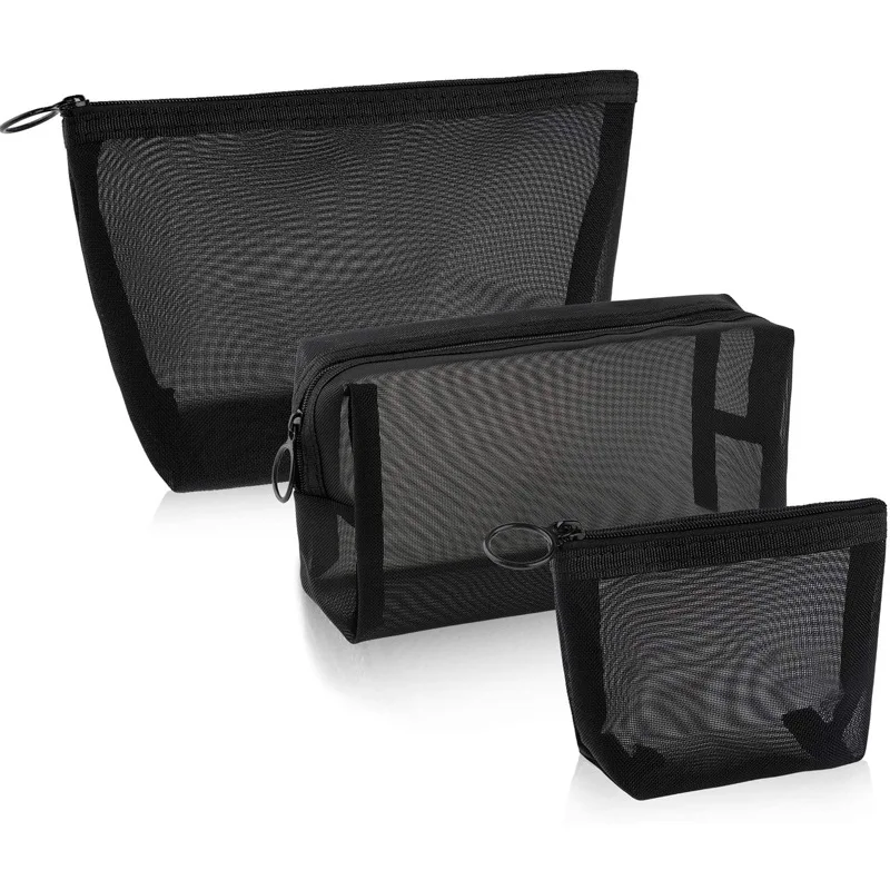 3PCS Women's Cosmetic Bag Mesh Storage Organizer for Cosmetics Pencil Case Travel Girl Brush Toilet Makeup Pouch Case makeup organizer cosmetic bag storage bag cosmetic storage bag toiletry bag makeup bag cosmetic case