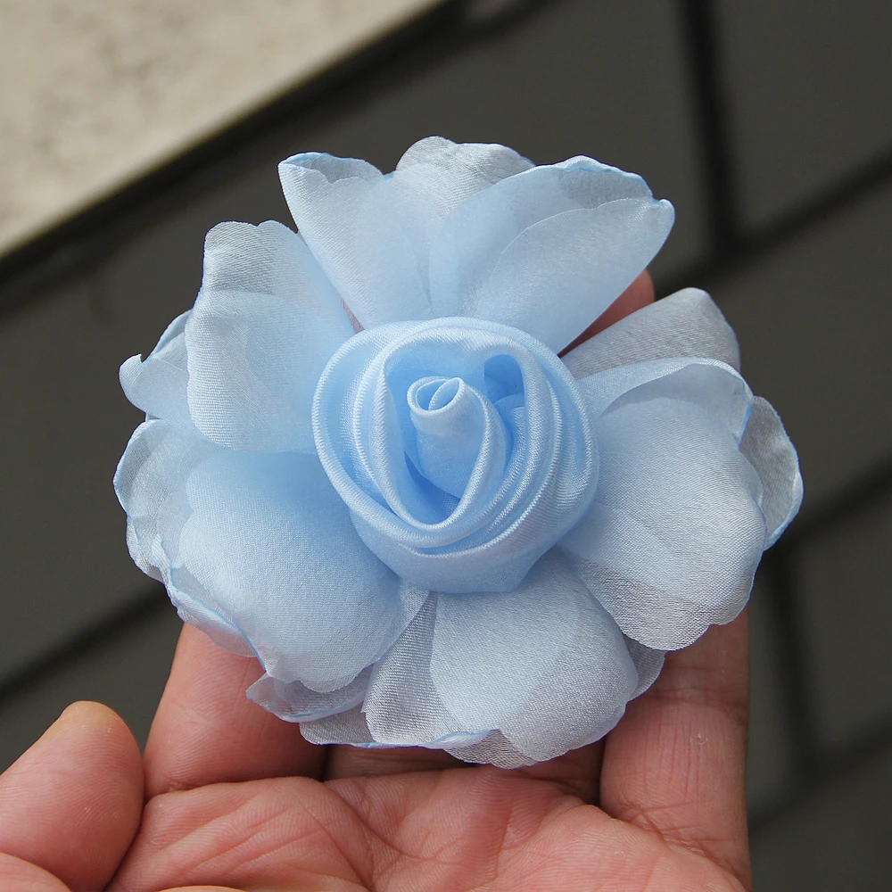 10 Stück Koreanischer Stil 8cm Künstliche Rosen für Damen-Haaraccessoires Elegante Organza-Florale Haarblumen für Mädchen – Detail 11