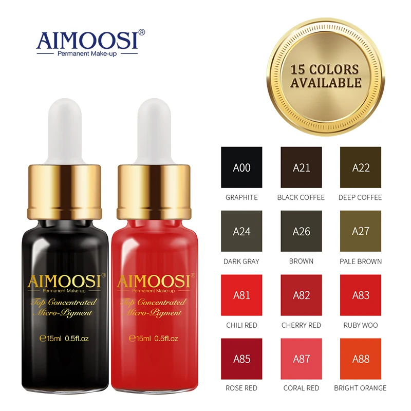 AIMOOSI 15ml Top Tattoo Semi Permanent Pigments Ink For Microblading Makeup Eyebrow Lips Eye Tint Body Art Beauty Women Supplies