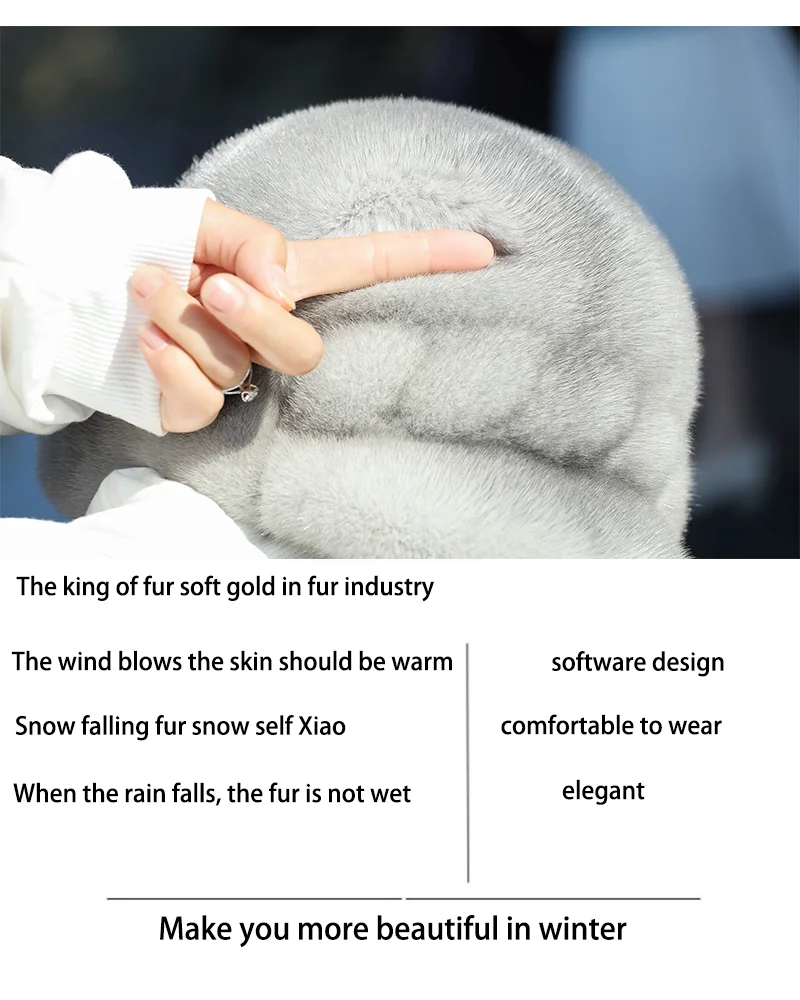 Russische Pelzmütze Winter Warme Natürliche Nerz Pelz Hüte für Frauen Klassische Luxus Caps Earflap Weihnachten Hut Luxus Dame Echte Nerz Hut – Detail 9