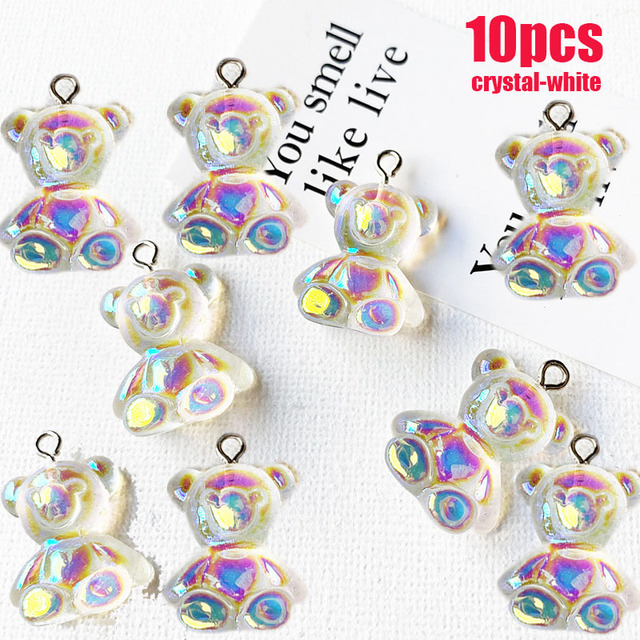 Colorful Gummy Bear Pendant Charms for Necklace Bracelet Diy Earrings Jewelry Bears Valentine's Day Gift 2.1*1.1cm