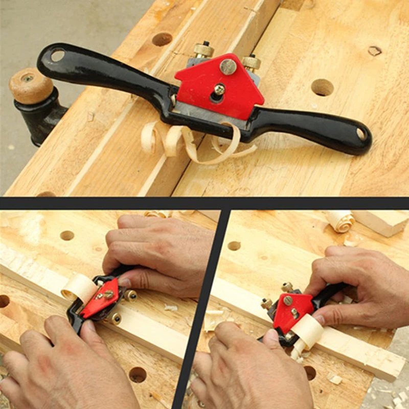 9" Adjustable Plane Spokeshave Woodworking Hand Planer Trimming Hand Tools Wood Cutting Edge Chisel with Screw/Blade