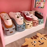 7 Pcs Minimalist Modern Shoe Rack Shoe Storage Rack Double-Layer Integrated Adjustable Plastic Shoe Rack For Home Living Room 1