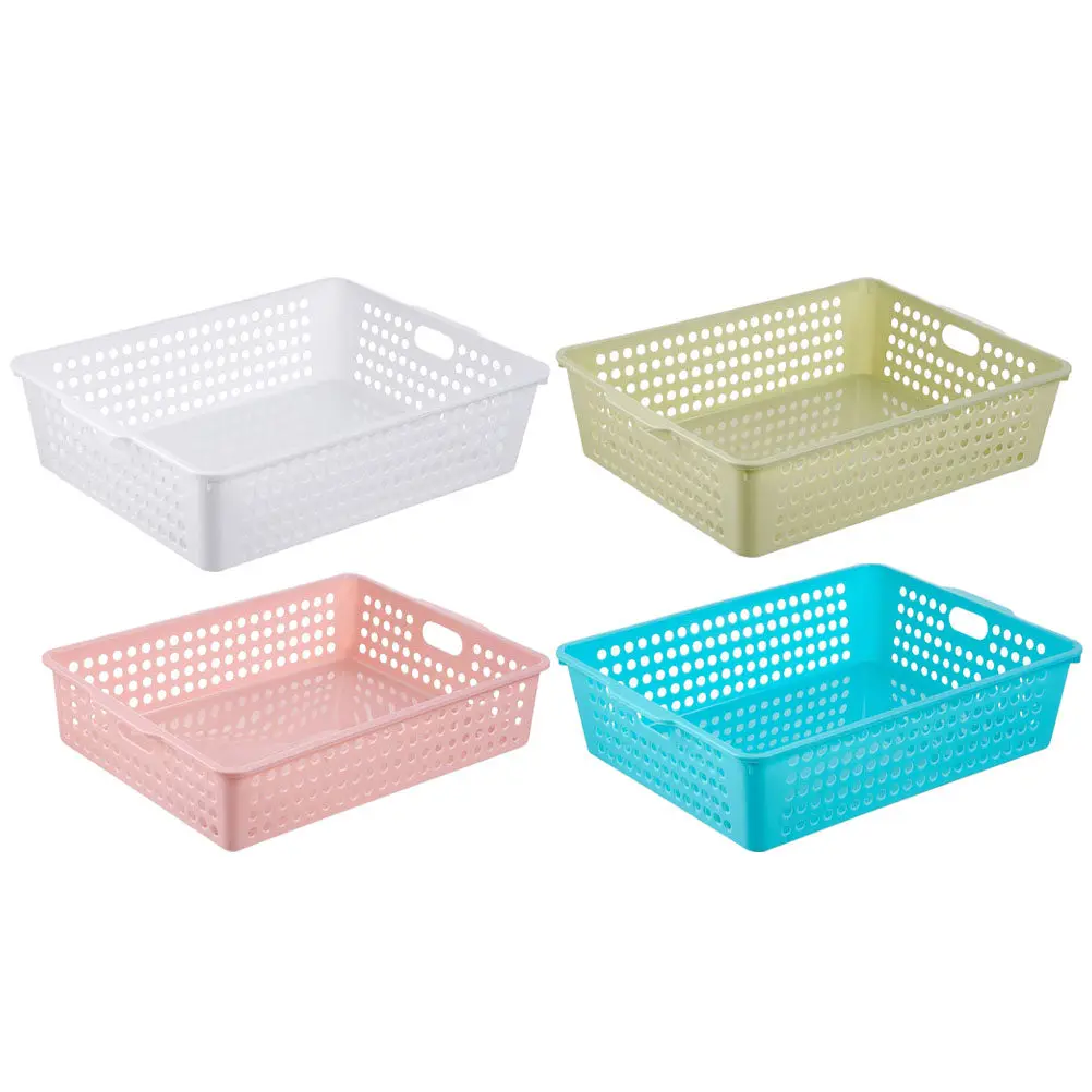 4Pcs 플라스틱 파일 정리함 바구니 대용량 매끄러운 표면 사무실 학교 홈 교실을 위한 간편한 청소 데스크탑 스토리지