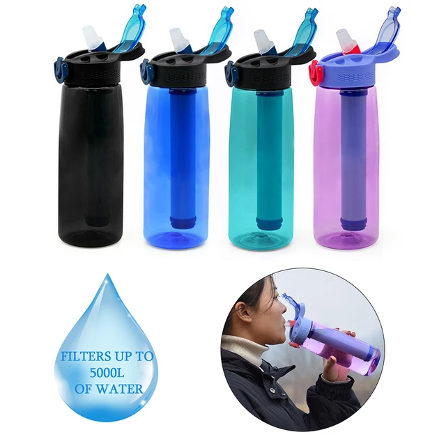 Comprar Botella de agua de 650ml, hervidor de agua con filtro, purificador  de agua, deportes de acampada al aire libre, suministros de emergencia de  supervivencia