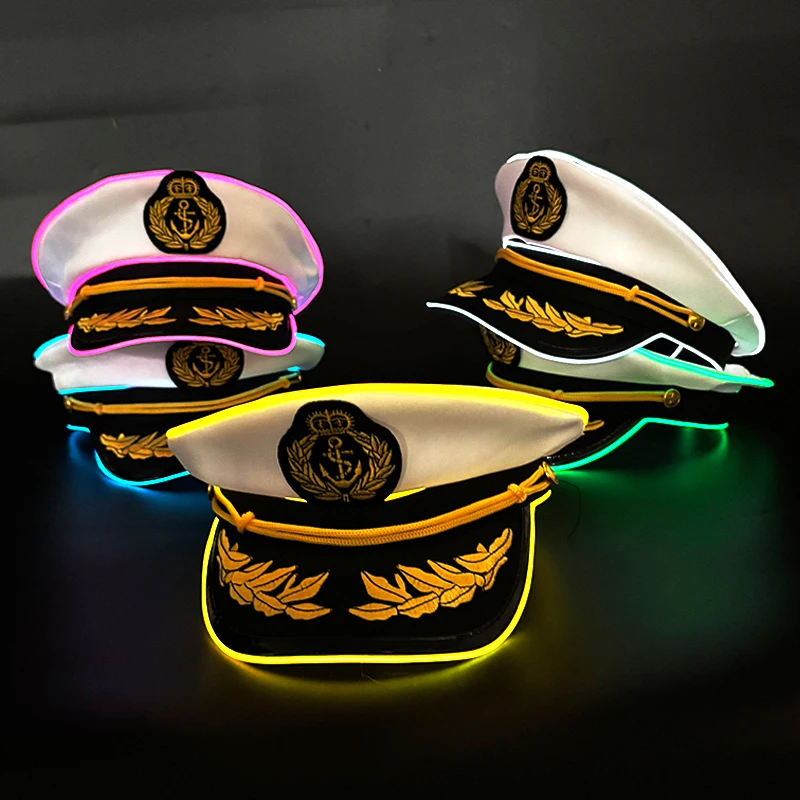 LED Navy hat Interesting Theme Party Cosplay Yacht Captain Costume