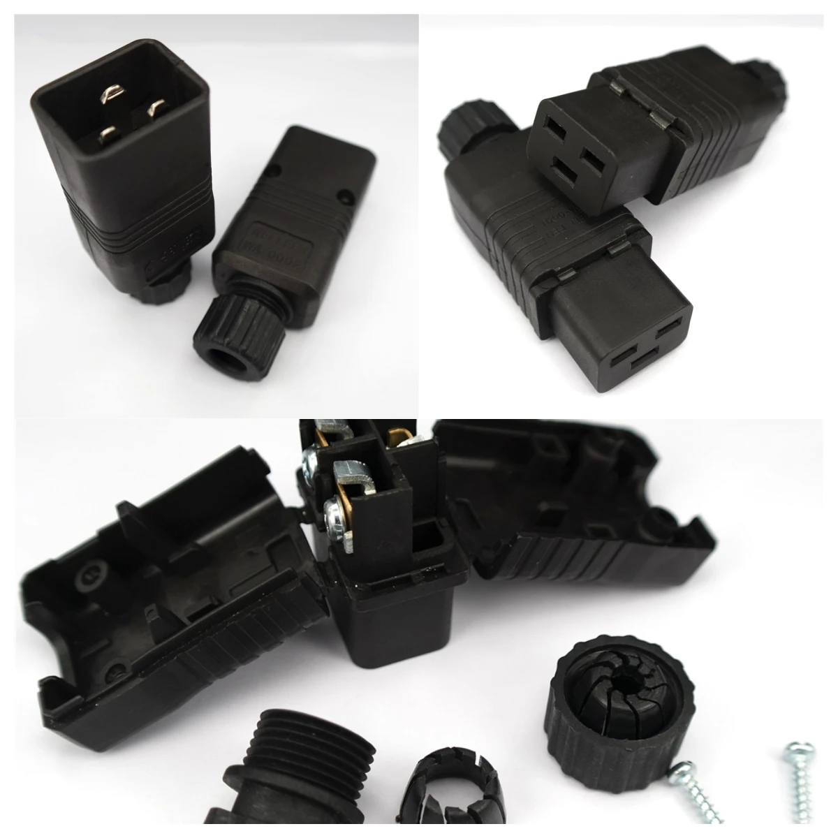 4000W CE ROHS 16A IEC320 C19 C20 UPS PDU Power Rewirable Connector Assemble Wire Receptacle Male Female Convert Socket Plug power plug socket