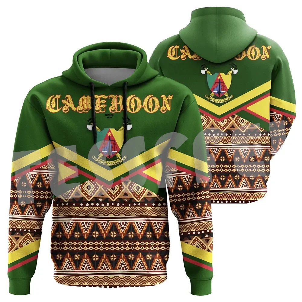 

NewFashion Africa Country Cameroon Flag Black History Tribel Tattoo Retro Tracksuit 3DPrint Unisex Casual Funny Jacket Hoodies P