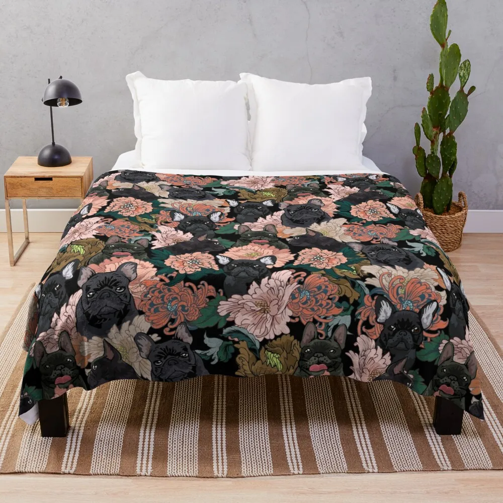 

Because Black Frenchie Throw Blanket Warm Blanket Loose Blanket