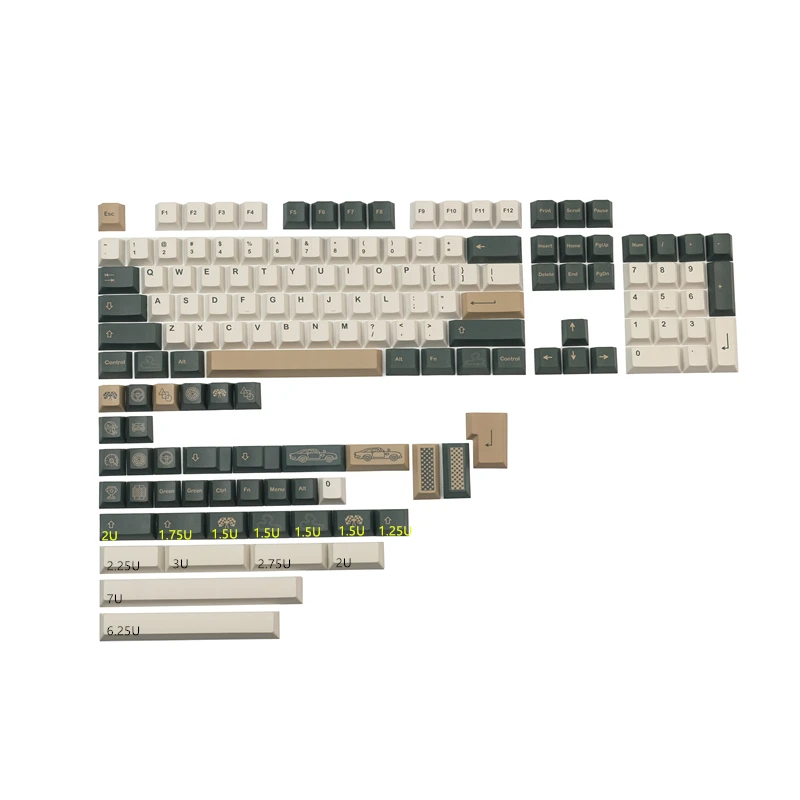 Chaves Conjunto Gmk British Racing Verde Keycaps Pbt Tintura Subbed Cereja Perfil Tampões Chaves com 2.25u 2.75u 3u 7u Barra de Espaço Iso Entrar 144