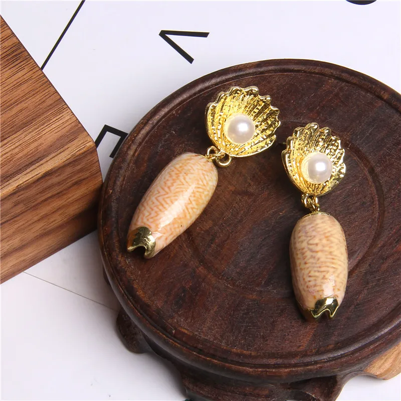 Orecchini Pendenti A Conchiglia Con Perla – Boho Vintage Per Donne – Argento – Gioielli Spiaggia Estivi – Idea Regalo