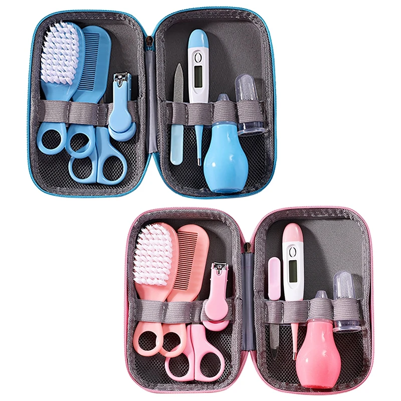 

8 pcs/Set Newborn Baby Kids Nail Hair Health Care Thermometer Grooming Brush Kit Care Baby Essentials Newborn Material Safety
