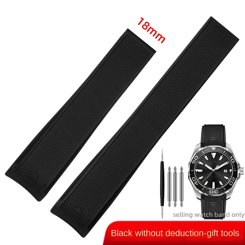 20MM RUBBER STRAP BAND FOR TAG HEUER 300 AQUARACER CAF2010, WAY111Z F1 BLACK - Foto 9