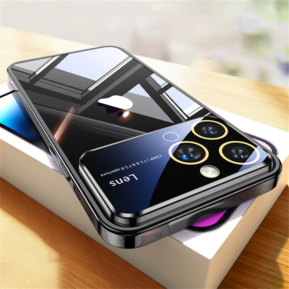 Luxury Original Plating Clear Phone Case with Full Lens Protection & Shockproof Cover