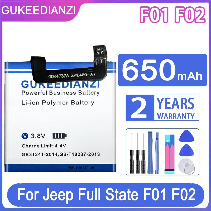 Gukeedianzi Batteria Di Ricambio 650Mah Per Jeep Full State F01 F02 Smart Watch