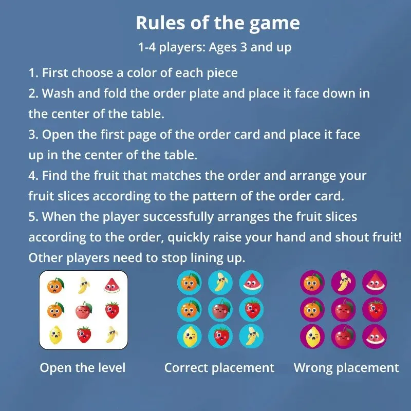 Kids Educational Toys Board Games Fruit Master Color Matching Parent-Child Mindfulness Exercise Interactive Toy