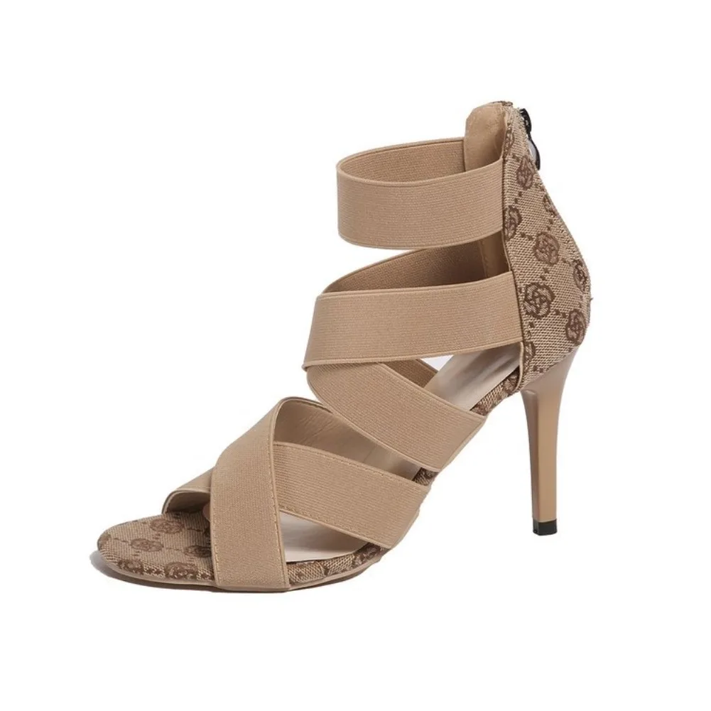 Large Size Super High Heels Sandals for Women with Fish Mouth, Slim Heels, and Zippered Back, Sexy Roman Sandals for Women