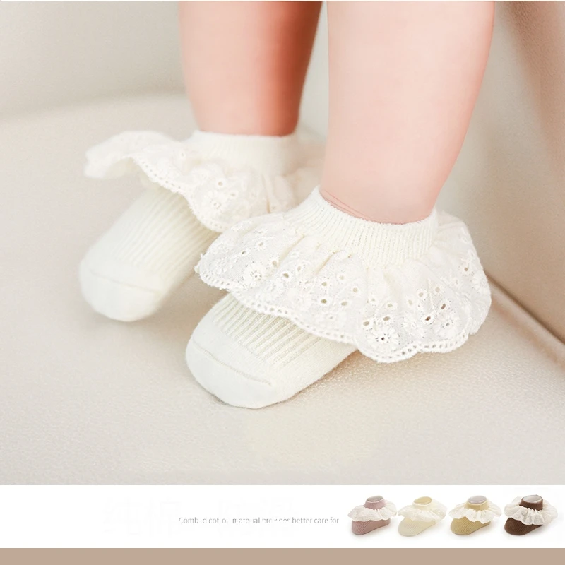 

Lace Short Socks for Baby Girls Cotton Seamless Socks Spring Autumn Infant Breathable Ruffled Sock