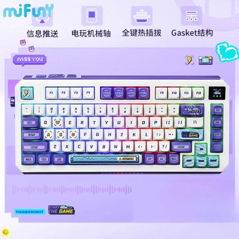 

MiFuny 75% Wireless Mechanical Keyboard Bluetooth Tri Mode RGB Backlit Smart Screen Game Axis Hot Swap 81 Keys Gaming Keyboards