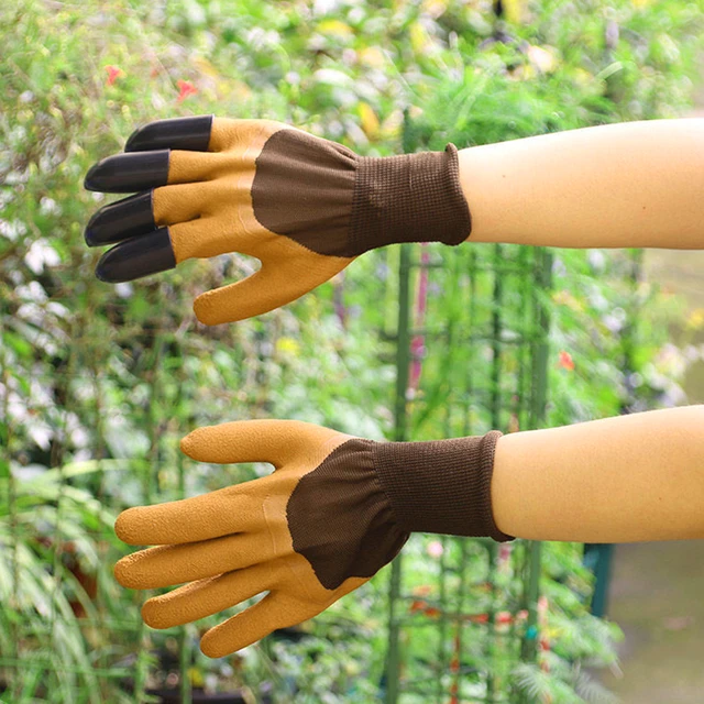 Gants de jardin avec griffes du bout des doigts, en caoutchouc, étanches,  pour l'extérieur, jardinage, creuser, plantation, graines de désherbage -  AliExpress