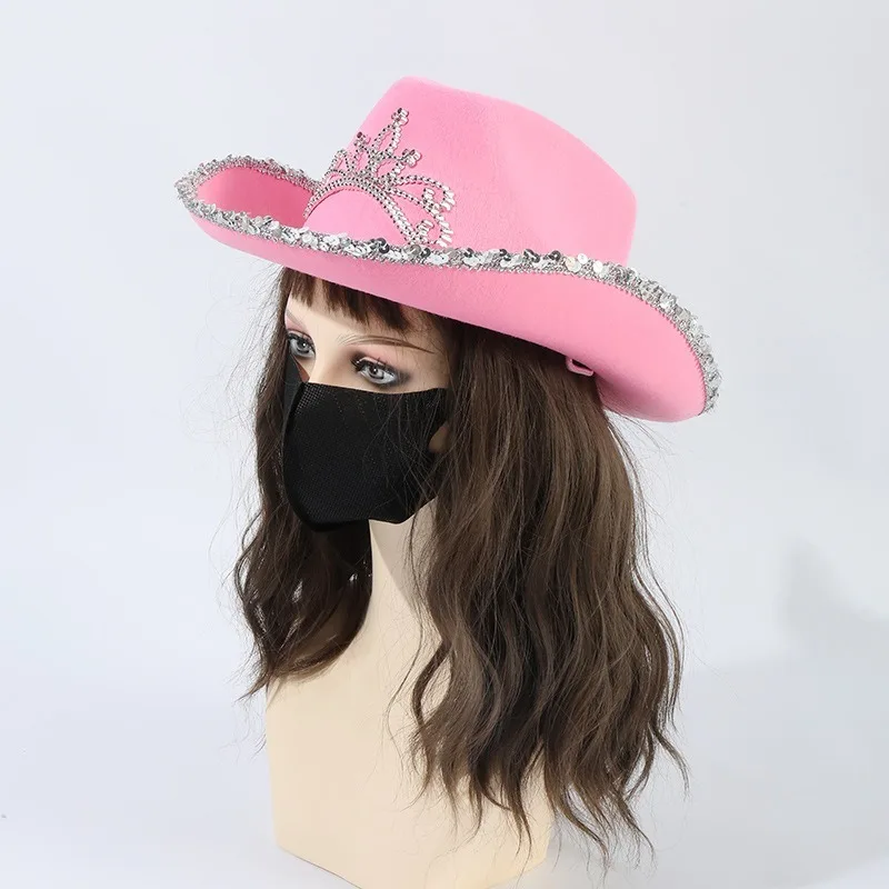 Pink Cowboy Hats for Women Girls Wide Brim Western Hats Y2K