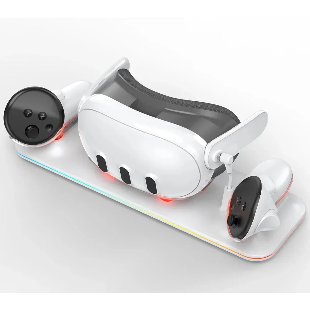 Wireless Charging Dock Meta Quest 3 RGB Oculus VR Accessories Charger Station Controller Battery Pack Fit Elite Head Strap vr battery charger station