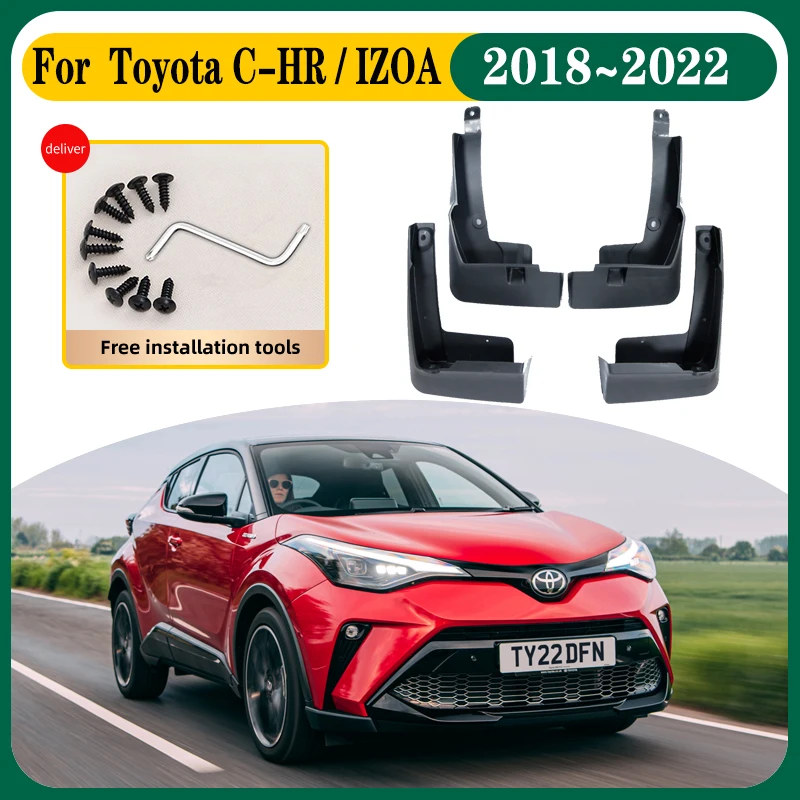 

4 шт., автомобильные брызговики для Toyota C-HR CHR IZOA 2018 ~ 2022 2020, автомобильные брызговики, передние и задние крылья, аксессуары