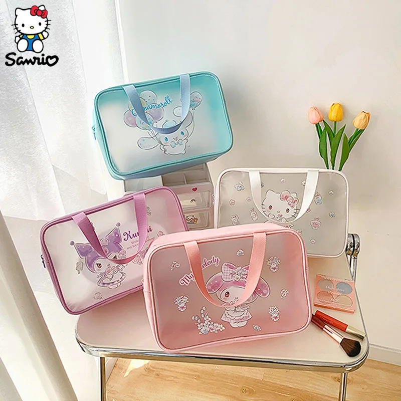 

Sanrio Cinnamoroll Makeup Bag Kuromi My Melody Handbag Cosmetic Bag Y2k Hello Kitty Capacity Waterproof Women's Storage Bag Gift