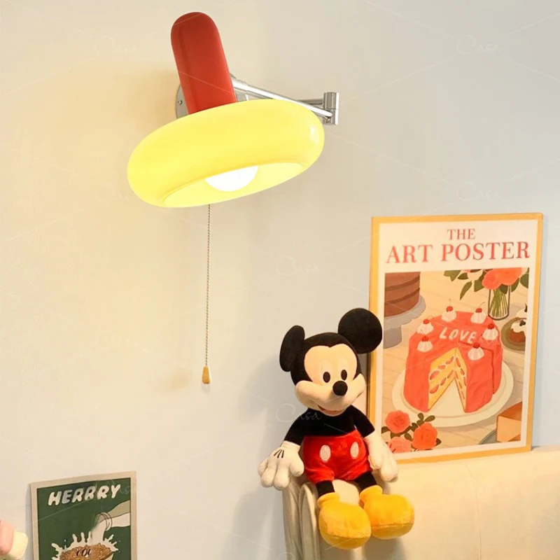 Bauhaus Folding Rocker Arm Wall Lamps Color Memphis Children's Room Lamp Nursery Boys Girls Bedroom Bedside Reading Wall Lights 2