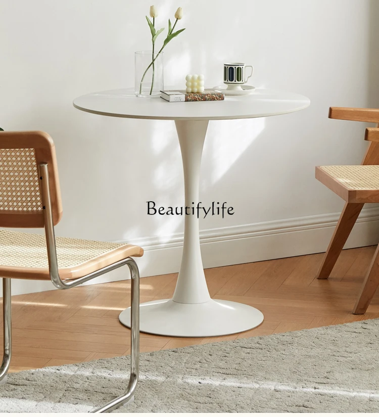 

Solid Wood Dining Table Small Apartment Home European Beech Restaurant Small round Table Modern Minimalist