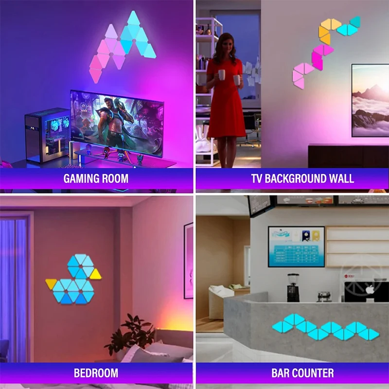 LED Triangular Quantum Lamp RGB Smart Tuya APP Sound Pickup Rhythm Atmosphere Light Game Room Bedroom Bedside Decor Wall Lamp led wall lamp wall sconces light wall lamp