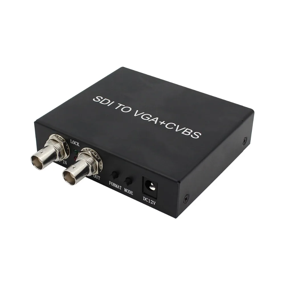 SDI (SD-SDI/HD-SDI/3G-SDI) to VGA+CVBS/AV+SDI Converter Support 1080P for Monitor/Camera/Display with adapter