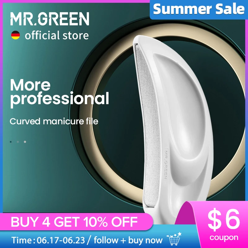 

Профессиональные пилочки MR.GREEN для ногтей изогнутая поверхность из нержавеющей стали эргономичные пилочки для маникюра из АБС-пластика