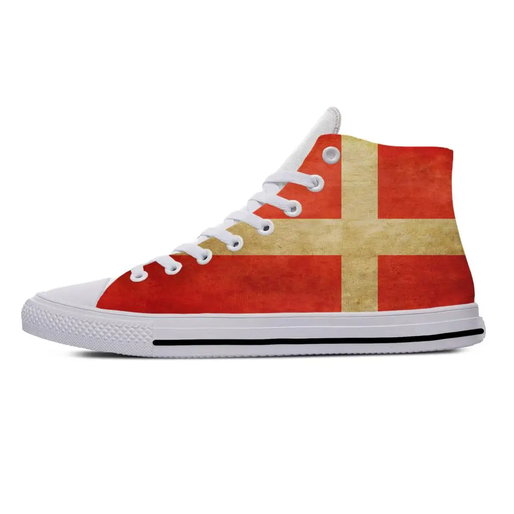 

Denmark Danish Flag Patriotic Pride Fashion Funny Casual Cloth Shoes High Top Lightweight Breathable 3D Print Men Women Sneakers