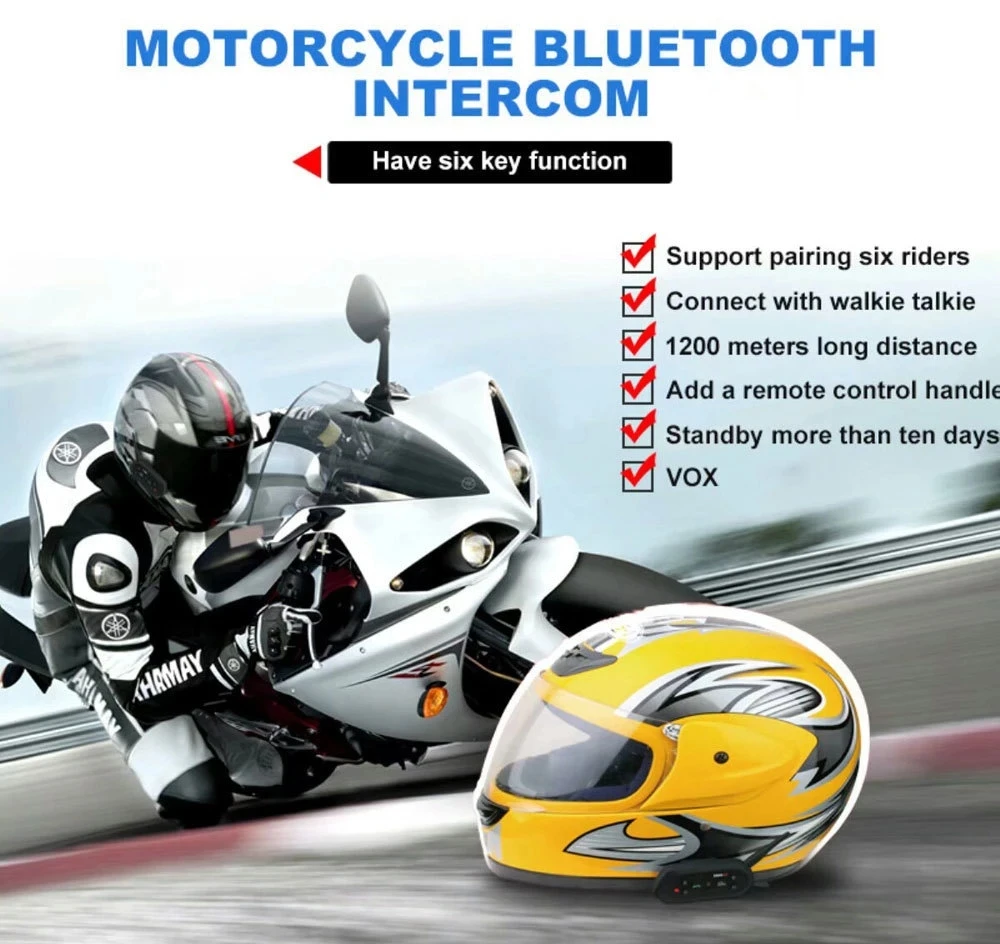 1x Motorcycle Helmet to Helmet Intercom 2 Headset MP3 For Honda Yamaha T2