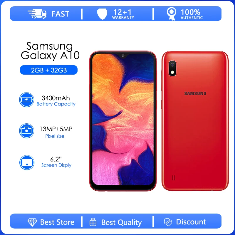 

Samsung Galaxy A10 A105F Refurbished-Original Unlocked Android Wi-Fi GPS 13.0MP LCD 6.2'' 2GB RAM 32G Rom European version