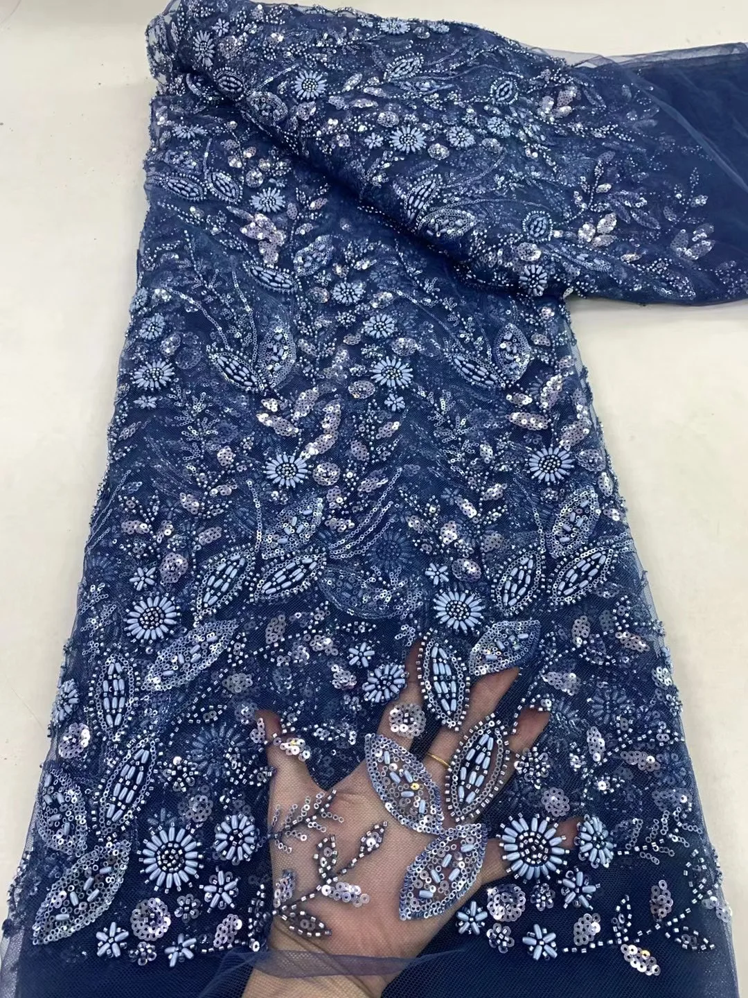 French Beaded Lace Bride Fabric African Sequin Lace Fabric 5 Yards for Women african lace fabric