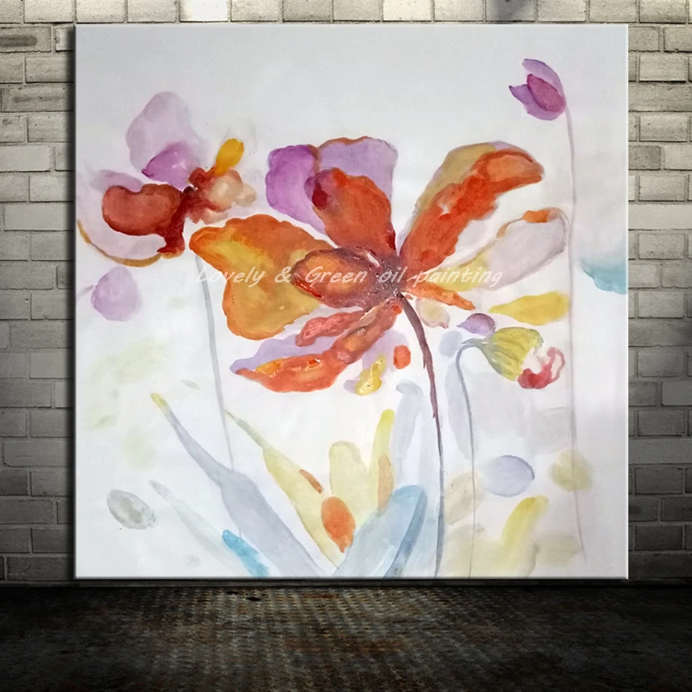 

Frameless Wall Painting Pictures Hand-Painted Flower Oil Paintings on Canvas,Modern Abstract Wall Art for Living Room Home Decor