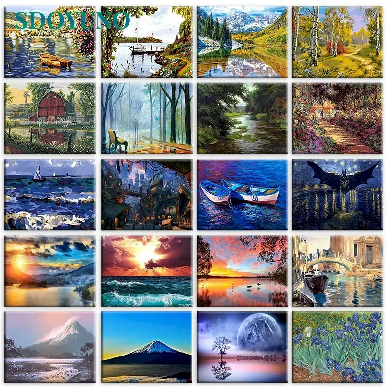 Frame-Diy-Oil-Picture-Coloring-By-Numbers-Abastract-Landscape-Painting ...