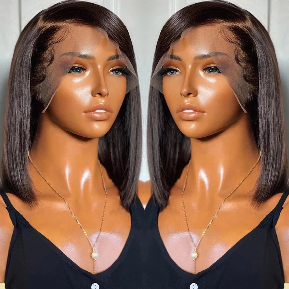 

13x4 Transparent Short Straight Bob Wig Lace Front Bob Wig Pre Plucked Lace Front Human Hair Wigs 13x6 Lace Closure Wig