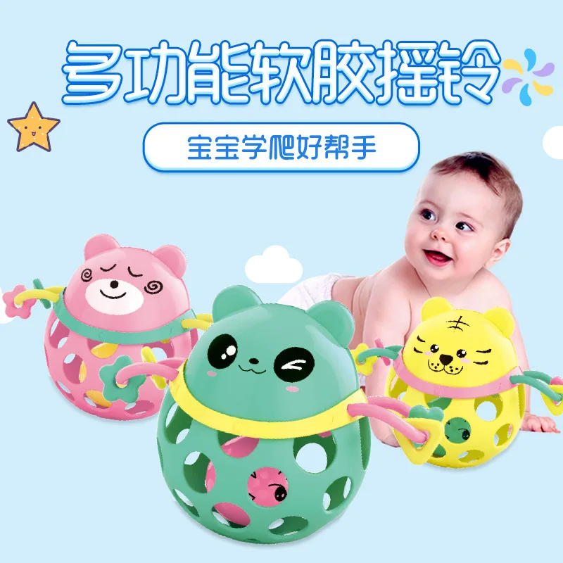 

Baby Hand Rattles Toys 0 12 Months Baby Educational Hand Grasping Ball Toys Animal Soft Rubber Teething Rubber Rattles Bedbell