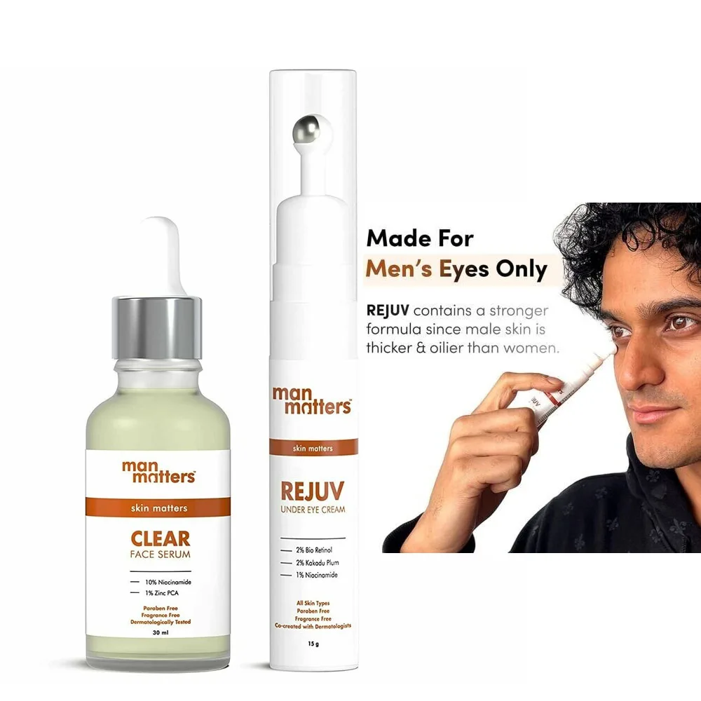 

Man Matters Under Eye Cream 15g Remove Eye Wrinkles Dark Circles & Niacinamide Face Serum30ml Whiten Remove Acne Tighten for Men