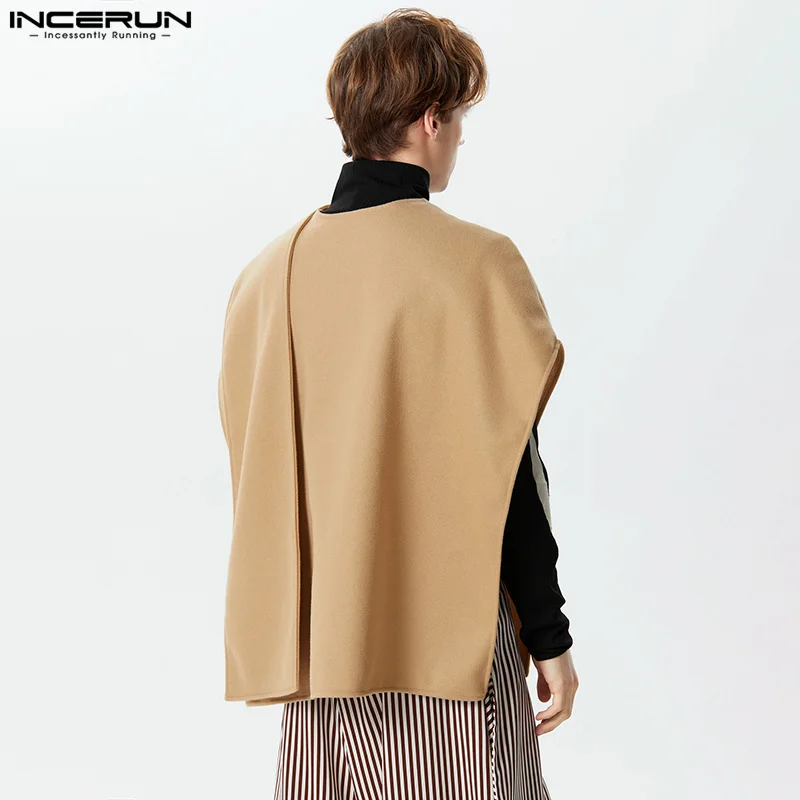 INCERUN Tops 2023 American Style New Men's Solid Simple Irregular Placket Design Vests Casual Loose Comfortable Waistcoat S-5XL