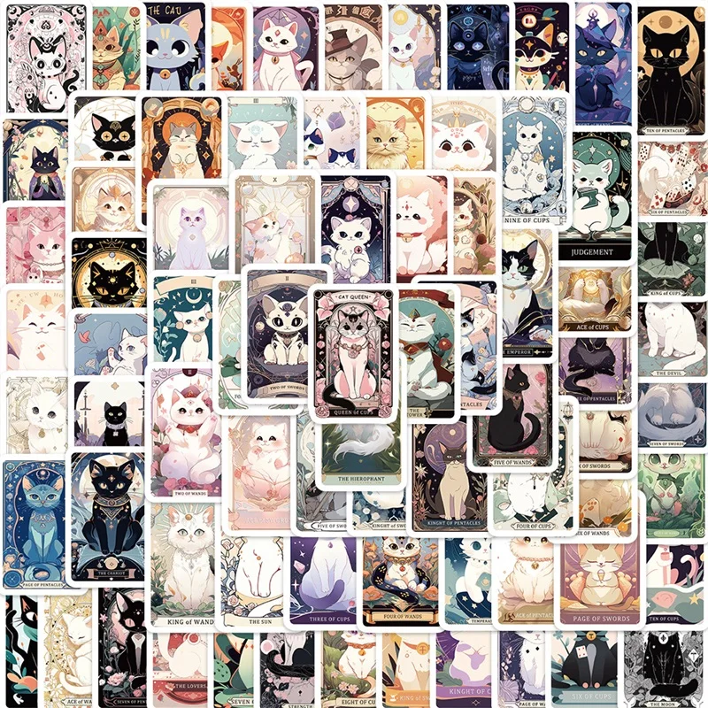 10/30/78PCS Cute Anime Cat Children's PVC Sticker Aesthetic Decoration Scrapbooking Korean Stationery School Supplies for Kids