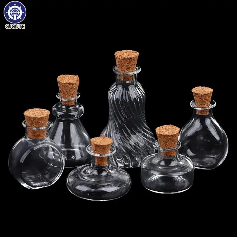 

1Pc 1:12 Scale Dollhouse Miniature Vase Round Glass Bottle Wishing Bottles Storage Bottle With Cork Candy Jar Model Decoration