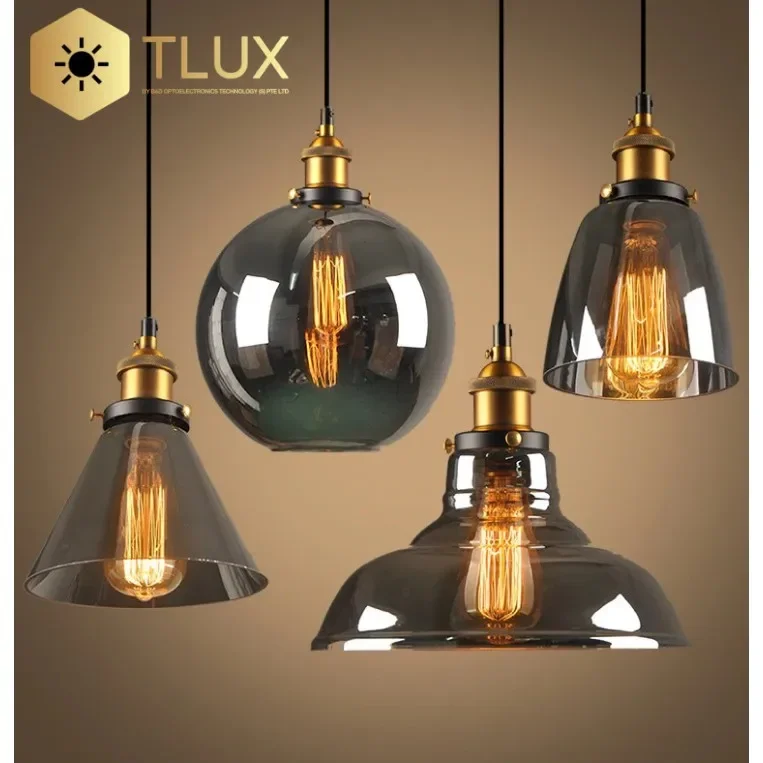 

Vintage Industrial Glass Lampshade Pendant Light Fixture