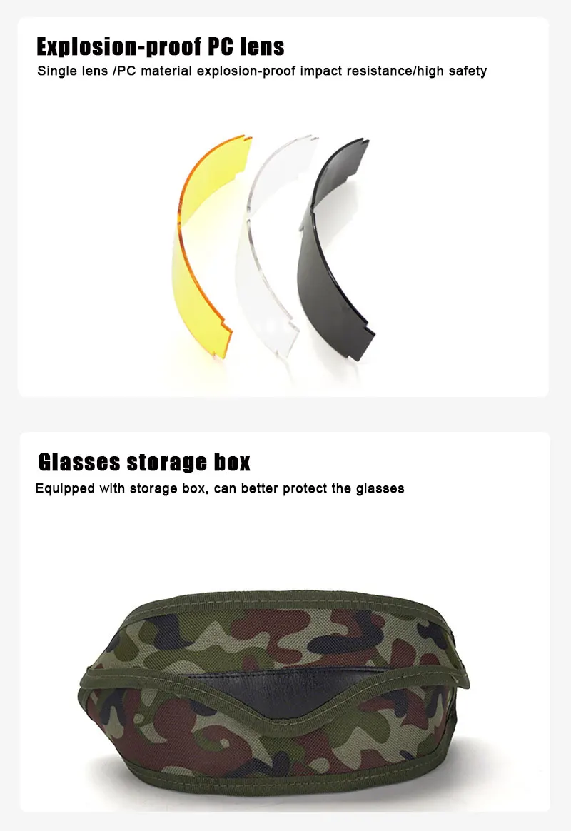 Tactical Goggles Windproof UV400 Protective Eyewear for Shooting Cycling Mountaineering Outdoor Sports