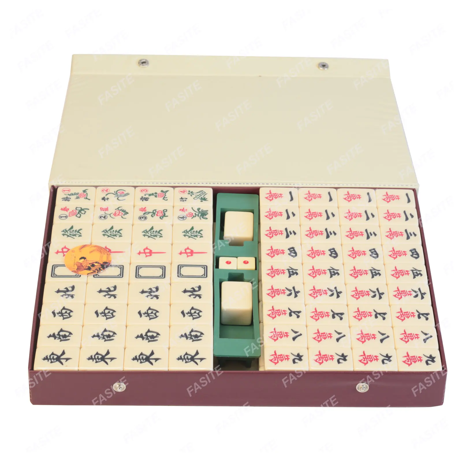 Chinese Mahjong with 144 Numbered Melamine Tiles , 2 Dice Travel